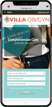 ob gyn website design on mobile phone