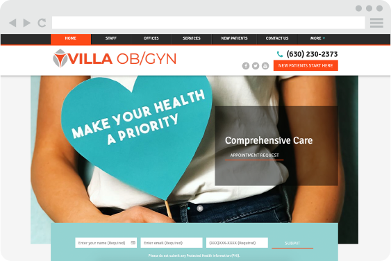 screenshot of ob gyn website design