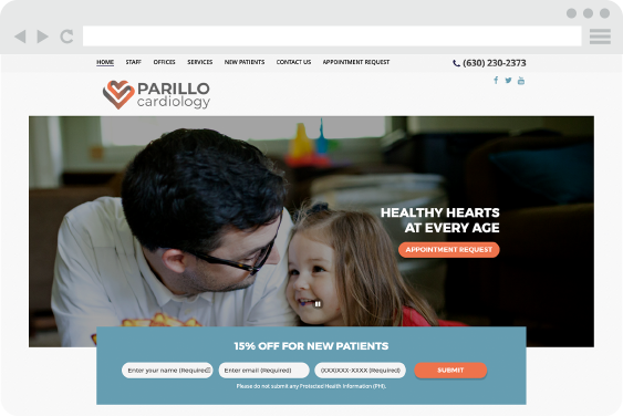 Cardiology website developed by a healthcare digital marketing agency