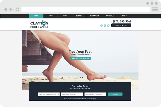 Podiatry clinic website developed by a healthcare digital marketing agency